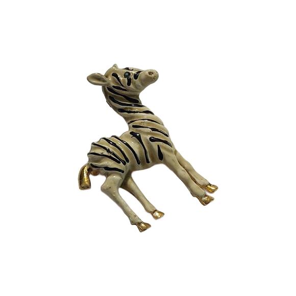Vintage Enamel Zebra Brooch, Fetish Jewelry, EDS Awareness - Picture 6 of 10